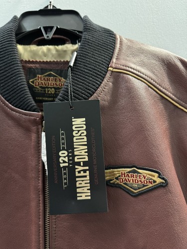 Nueva Chaqueta Harley Davidson 120 Aniversario Ron Pasas Cuero Genuino Hombre’s M - Imagen 2 de 7