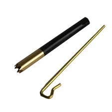 3" Brass Pipe-Ebony Wood One Hitter w/ Grinder Tip & Poker