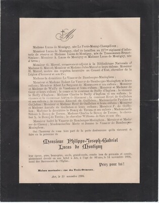 1894 Sterbeurkunde Gabriel LUCAS de MONTIGNY - Aix-en-Provence.