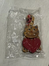 kurt S. Adler wooden Cat ornament Hearts Vintage 1988 Handcrafted~Valentines