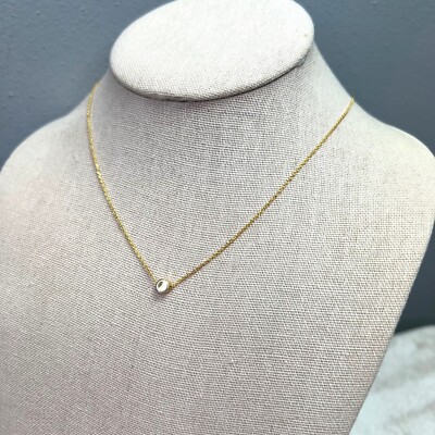 Vivi Sun Gold Tone Dainty Necklace Round Bezel 18'' NWT