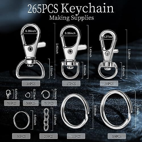 265PCS Keychains Clips with Key Rings, Keychain, Metal Lobster Claw Clasps and K - Picture 8 of 8