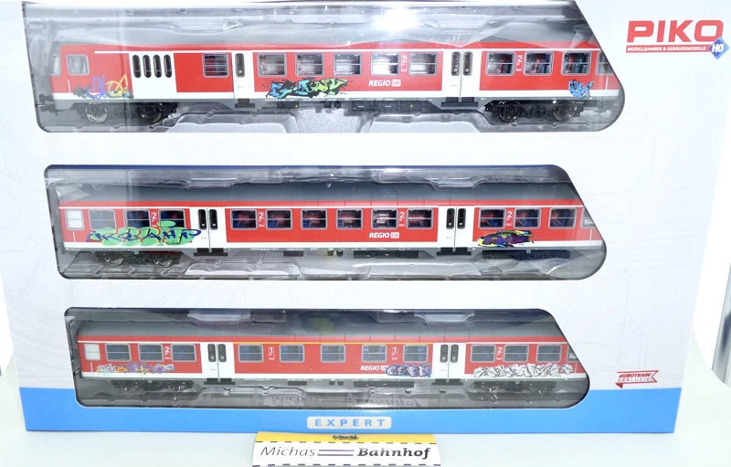 Piko Nahverkehr Graffity Regio DB m Steuerwagen 3-tlg 73034 H0 1:87 OVP NEU HB1 