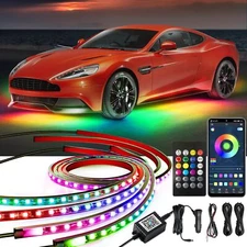 Flowing Dream Color RGB LED Strip Under Car Underglow Underbody Light Kit  APP