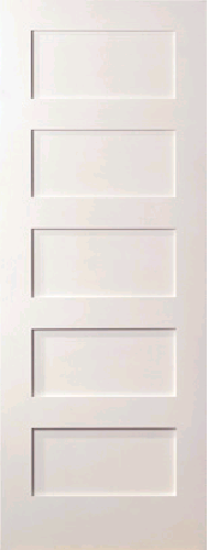 5 Panel Flat Mission Shaker Primed Stile & Rail Solid Core Wood Doors Door Slabs - Picture 17 of 21