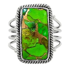 Blue Turquoise in Green Mohave 925 Sterling Silver Ring Size 9  USA