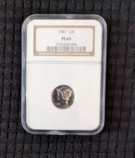 Mercury Dime 1941 PF65 graded - RARE