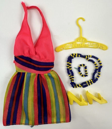 VINTAGE 1974 MATTEL BARBIE BEST BUY FASHIONS STRIPED HALTER DRESS #7817 OUTFIT