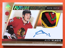 ALEX VLASIC AUTO PATCH 2022-23 SP AUTHENTIC FUTURE WATCH SP /100 RC BLACKHAWKS