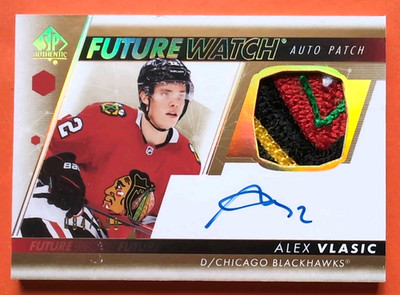 ALEX VLASIC AUTO PATCH 2022-23 SP AUTHENTIC FUTURE WATCH SP /100 RC BLACKHAWKS