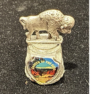 Pewter Buffalo Thimble Garden of the Gods Collectible Souvenir Scenic Emblem