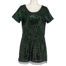 Lucy Paris Sequin Mini Dress Green Cocktail Party Girl Holiday Glam Clubwear S