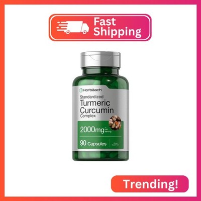 Horbäach Turmeric Curcumin Supplement | 90 Capsules | Complex with Black Pepper