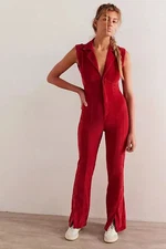 FP We The Free CRVY Ring The Alarm Cord One Piece Jumpsuit Haute Red S PETITE