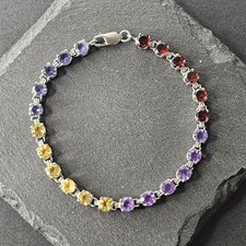 TJC The Jewellery Channel 925 Sterling Silver Multi Gemstone Tennis Bracelet