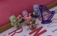 Care Bears Flocked Mini Figures Lot of 4 Cheer Grumpy Good Luck  Tenderheart
