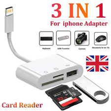 8 pin to SD Memory Card Reader USB OTG Adapter For iPhone 11 12 13 14 X ipad UK