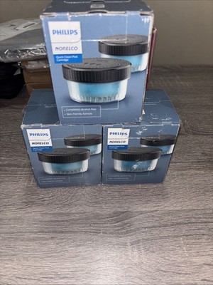 (3) NEW Philips Norelco Quick Clean Pod Cartridge (2 pods per box-6 PODS Total) 