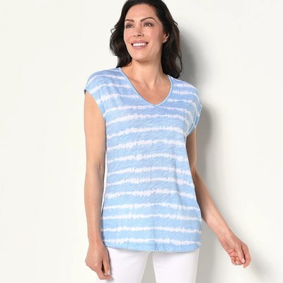 Studio Park x Kerstin Lindquist Size LARGE Every Day Is Vaca Top Blue A505902