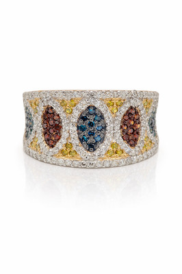 Sattelring 1,02 ctw mehrfarbiger Diamant 14 K Gelbgold Diamanten Größe 7
