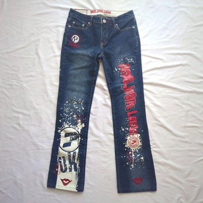 2000s y2k pepe jeans elaborate design red and white details boot cut size 27