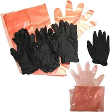 Field Dressing Gloves Kit–60PCs of Disposable Long PE & Short Nitrile Gloves, Ru
