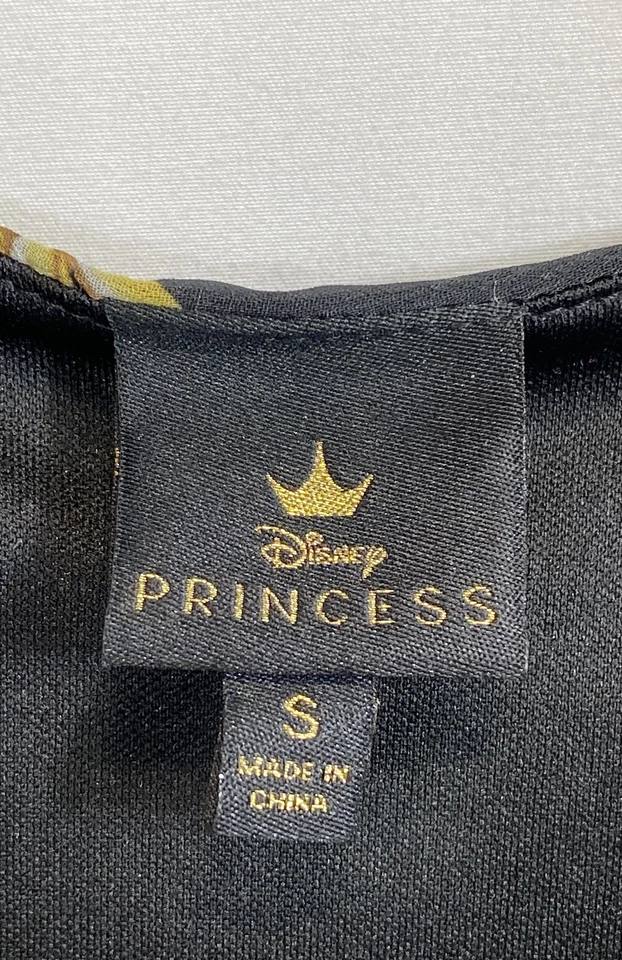 Disney Princess Belle Black Yellow Floral Rose Ruffle Maxi Dress Women's S - Image 3 of 4