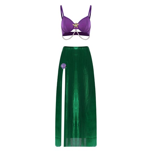 Damen Kostüme Performance Outfit irisierend metallic Set Meerjungfrau Erwachsene Rave - Bild 12 von 17