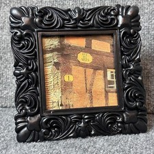 Laura Ashley ornate picture frame 4x4 photo black carved acanthus floral thick