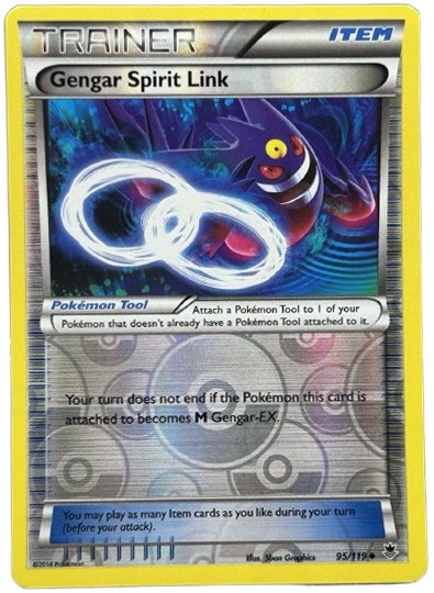 Pokemon Card - XY: Phantom Forces 95/119 -GENGAR SPIRIT LINK (reverse holo) NM/M