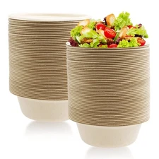 12 oz Disposable Paper Bowls, Heavy Duty Compostable for Parties, Restaurants