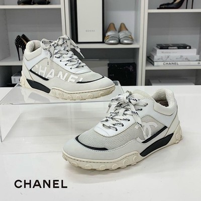 Chanel Sneakers Shoes White Leather With Coco Mark Size 36 US About6 For Women