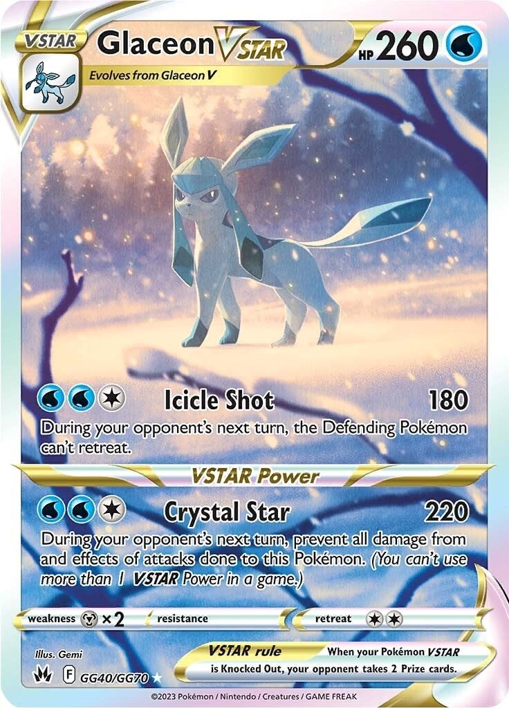 Pokemon Glaceon VSTAR GG40/GG70 SWSH: Crown Zenith: Galarian Gallery NM EN