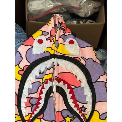 A Bathing Ape BAPE Shark Full Zip Hoodie Pink Multi Camo WGM Tiger