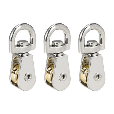 Lifting Crane Swivel Hook Single Pulley Block Hanging Wire Towing Wheel 3pcs