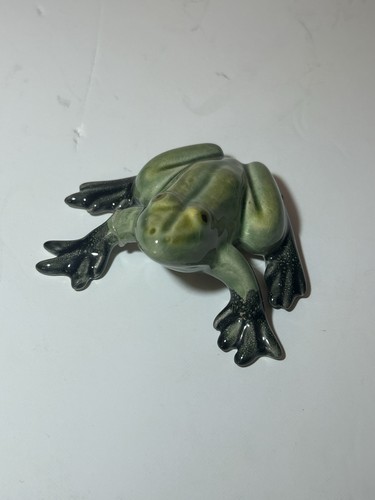 Bordalo Pinheiro Frog Figurine Portuguese Ceramic Green Frog Ornament Portugal