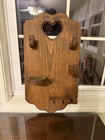 Vtg 80s Wood Heart Hair Styling Wall Organizer Blow Dryer Curling Iron Bathroom