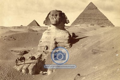 THE GREAT SPHINX AND THE PYRAMID OF KHAFRE GIZA EGYPT 1875 4X6 PHOTO