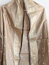 Banarasi Scarf Shawl Wrap Stole Dupatta Zari Woven Elegant Border Tasseled Soft