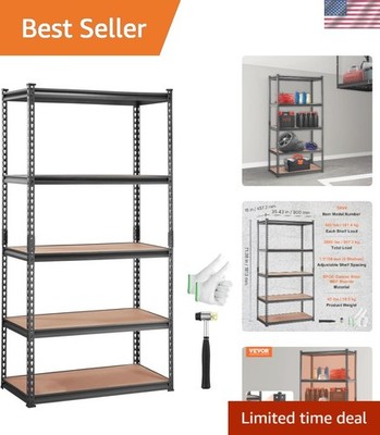 Adjustable Metal Organizer Rack - 5-Tier, 2000 lbs Capacity for Garage & Kitchen
