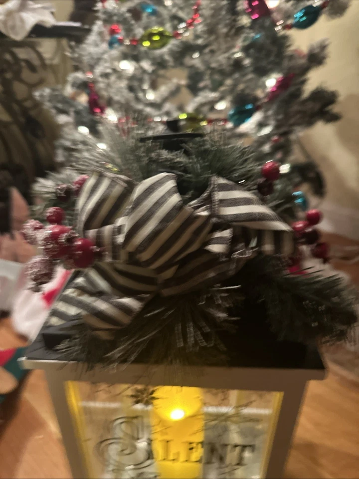 圣诞快乐灯鹿玻璃白色木质黑色金属 23 英寸 H 英寸 LED — 第 3/4 张图片