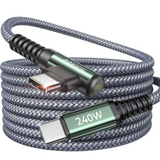 AINOPE 240W USB C to USB C Cable 10FT Right Angle C to C Cable Fast Charging,S