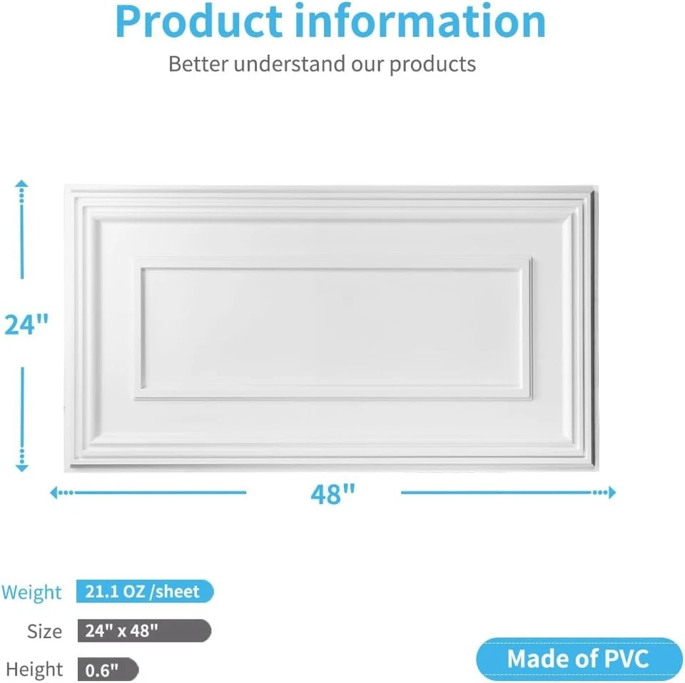 Versatile 24x48” Drop Ceiling Tiles - 12-Pack Glue Down, Crack Resistant PVC - Image 4 of 4