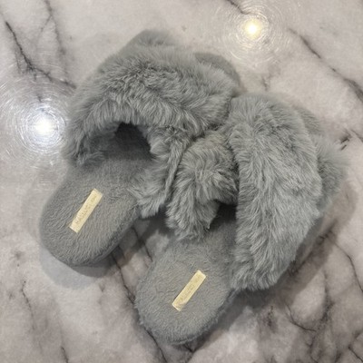 HALLUCI Cross Band Soft Plush Fleece Slippers Women s Size 40/41 (US 9/10) Large