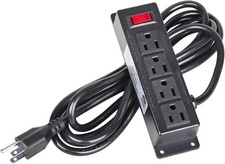 Mountable Power Strip with 4 Outlet, Wall Mount under Desk Power Strip with 10Ft