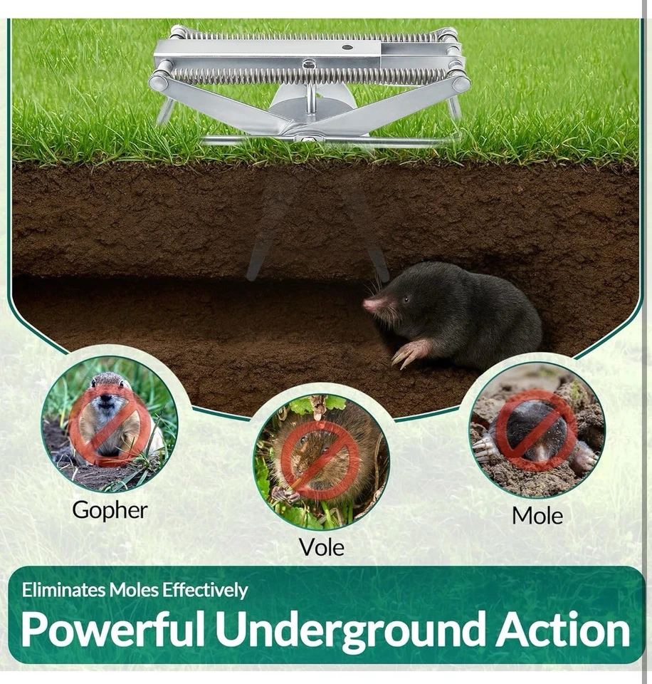 2 piezas Trampas para topos Tijeras Reutilizables Plata Acero Galvanizado Tijera Trampa Nuevo Foto 4 de 4