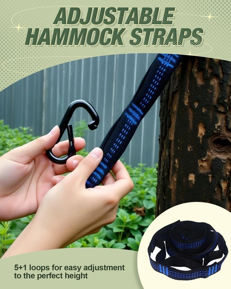 Outdoor Camping Hammock with Mosquito Net 260x140 cm Lightweight Durable - Image 3 of 4