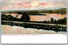 Mohawk River John Vedder's Farm Schenectady NY Reflections ANTIQUE Postcard 5951