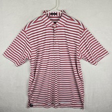 Turtleson Red Blue  White Striped Short Sleeve Stretch Golf Polo Shirt Size L