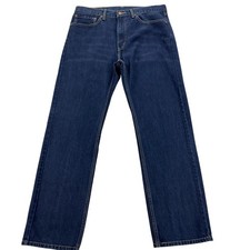 Levis 505 Jeans Mens 36x32 Blue Dark Wash Straight Leg 100 Cotton Denim Classic
